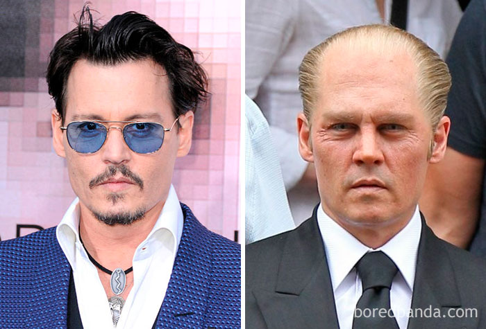 Johnny Depp, como o gangster Whitey Bulger, em Missa Negra