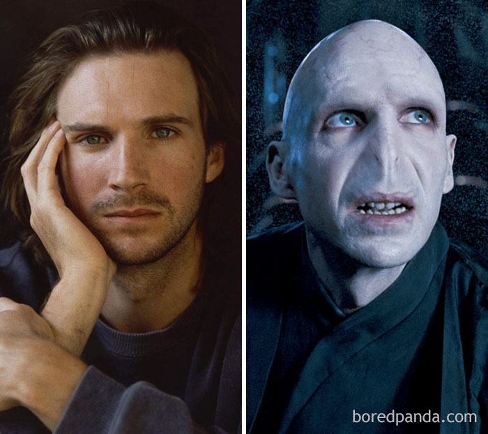 Ralph Fiennes, como Lord Voldemort, em Harry Potter